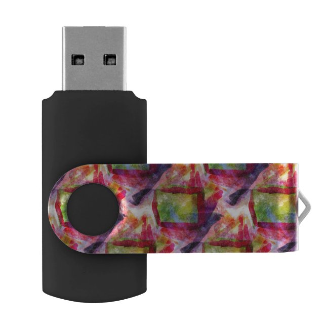 Abstract green, red wallpaper USB flash drive (Opened)