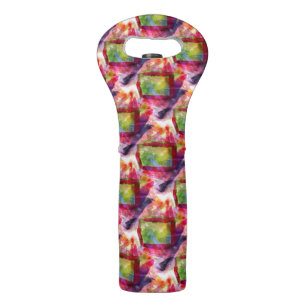 Abstract green, red wallpaper wine bag