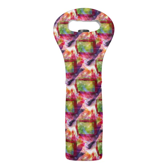 Abstract green, red wallpaper wine bag (Front)