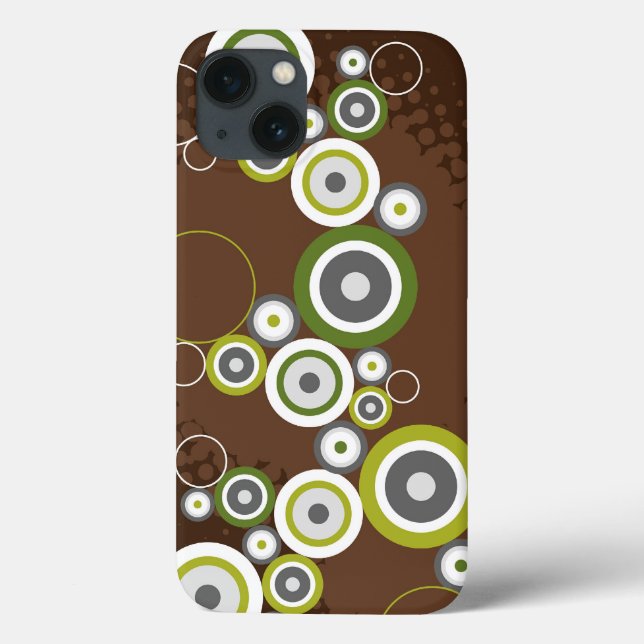Abstract Green Retro Circles Mod Rings Phone Case (Back)