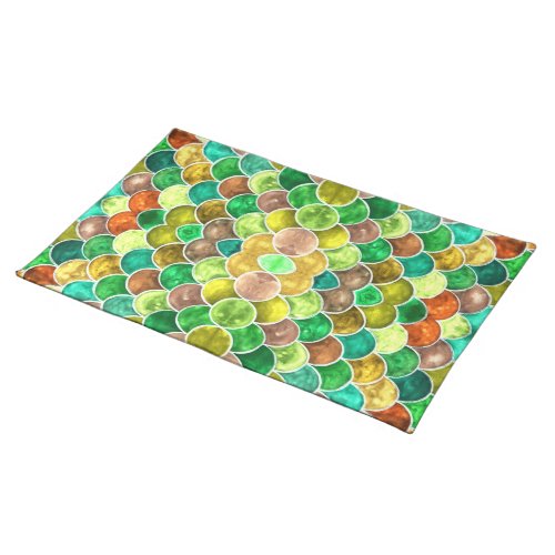 Abstract Green Scales Pattern Cloth Placemat