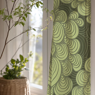 Abstract Green Seashells Sheer Curtains