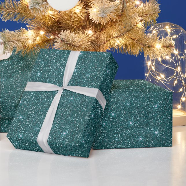 Abstract Green Sparkle Glitter Christmas Wrapping Paper (Holidays)