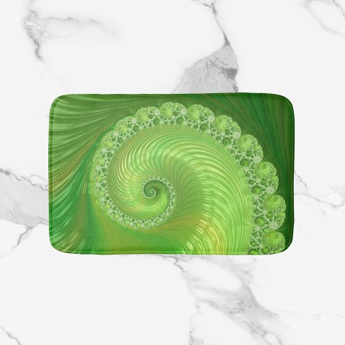 Abstract Green Spiral Fractal Bath Mat