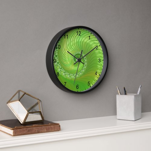 Abstract Green Spiral Fractal Clock