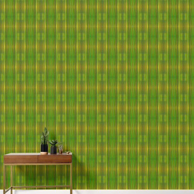 Abstract Green Stem Stripes Harmony and Prosperity Wallpaper (Hallway)