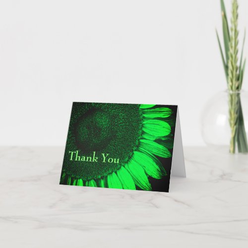 Abstract Green Sunflower Thank You Card