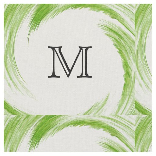 Abstract Green Swirl Monogram #2 Fabric