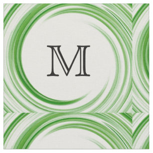 Abstract Green Swirl Monogram #3 Fabric