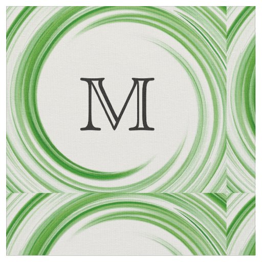 Abstract Green Swirl Monogram #3 Fabric