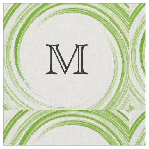 Abstract Green Swirl Monogram Fabric