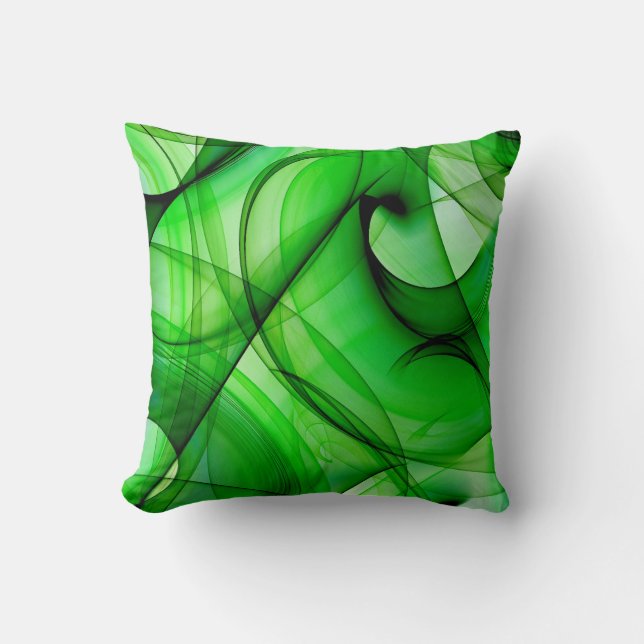 Abstract Green Throw Pillow (Front)