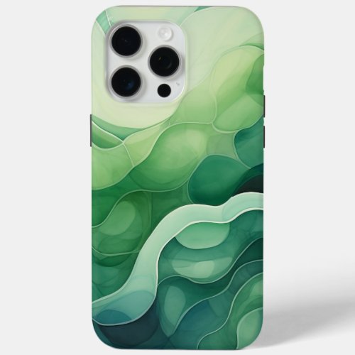 Abstract Green Toned Digital Print Protective  iPhone 15 Pro Max Case