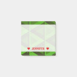 [ Thumbnail: Abstract Green Triangles Pattern & Custom Name Notes ]