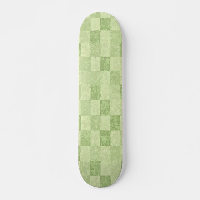 Abstract Green Vintage Tile Pattern Design Skateboard (Front)