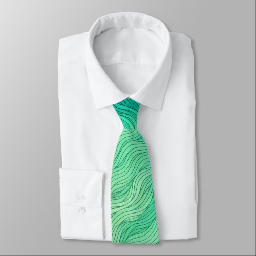 Abstract Green Wavy Lines Neck Tie