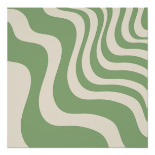 Abstract Green Wavy Stripe Modern Spring Poster