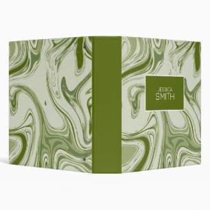 abstract green white marbled 3 ring binder