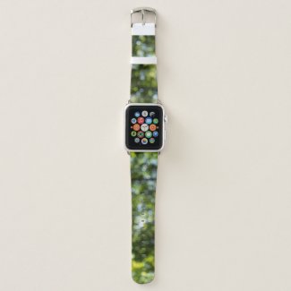 Abstract Green, Yellow, Blue Bokeh Dots Apple Watch Band