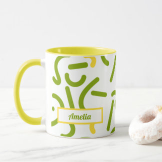 Abstract Green Yellow Lines  Mug
