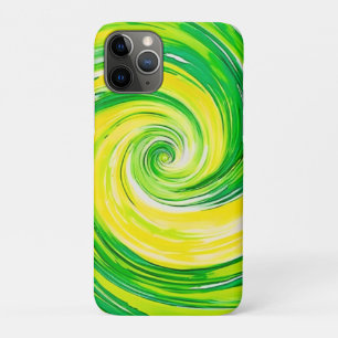 Abstract Green Yellow Spiral Art iPhone 11 Pro Case