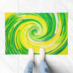 Abstract Green Yellow Spiral Art Doormat