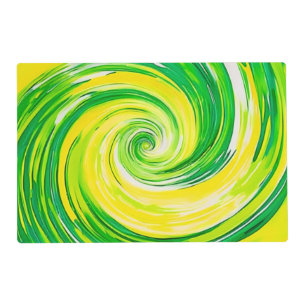 Abstract Green Yellow Spiral Art Placemat