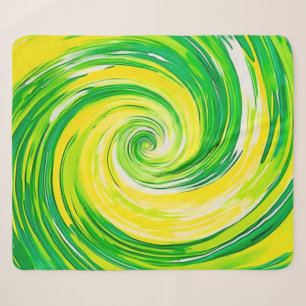 Abstract Green Yellow Spiral Art Sherpa Blanket