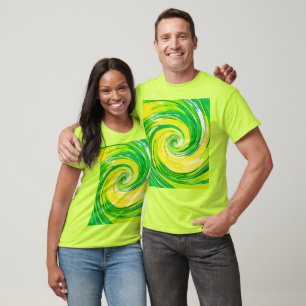Abstract Green Yellow Spiral Art T-Shirt