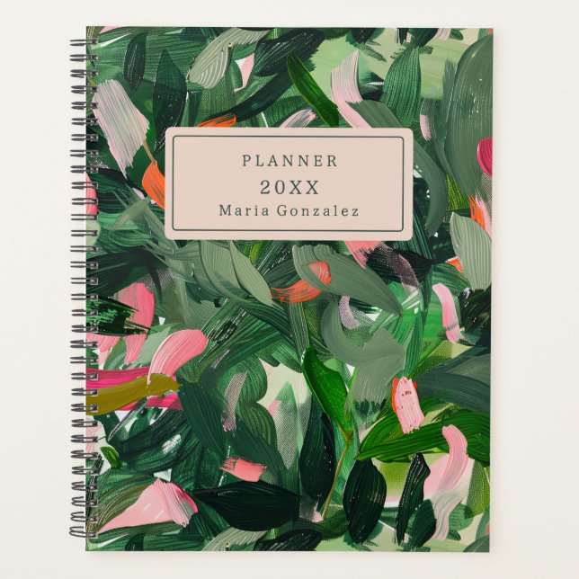 Abstract Greenery Custom 2026 Weekly Planner (Front)
