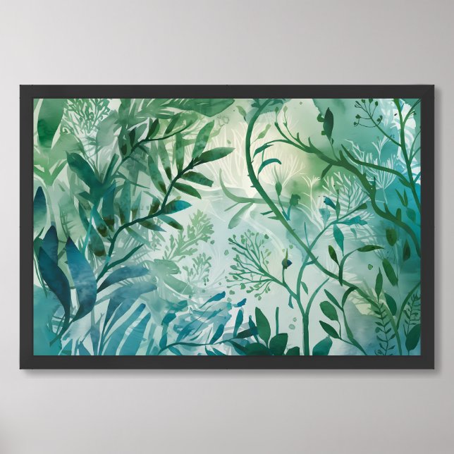 Abstract Greenery Watercolor Poster Print (Framed Front)