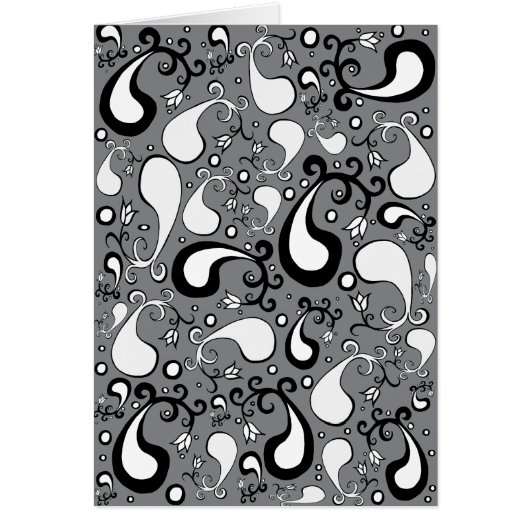 Abstract grey and white Tulip Paisley pattern (Front)