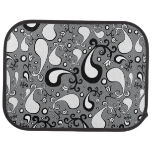 Abstract grey and white Tulip Paisley pattern Car Floor Mat