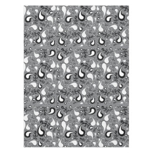 Abstract grey and white Tulip Paisley pattern Tablecloth