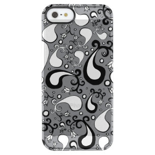 Abstract grey and white Tulip Paisley pattern Clear iPhone SE/5/5s Case