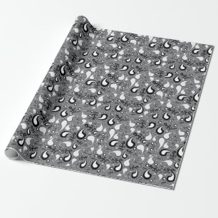 Abstract grey and white Tulip Paisley pattern Wrapping Paper