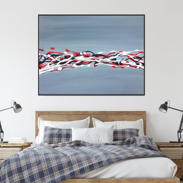 Abstract Grey Art Contemporary Modern Canvas Print (Insitu(Bedroom))