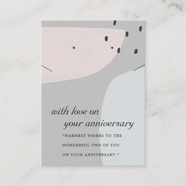 ABSTRACT GREY BLUE ANNIVERSARY NECKLACE EARRING PLACE CARD (Front)