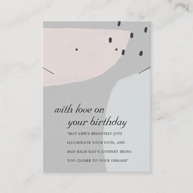 ABSTRACT GREY BLUE BIRTHDAY NECKLACE EARRING CARD (Front)