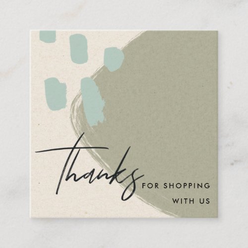 ABSTRACT GREY BLUE KRAFT SCANDI THANK YOU LOGO SQUARE BUSINESS CARD
