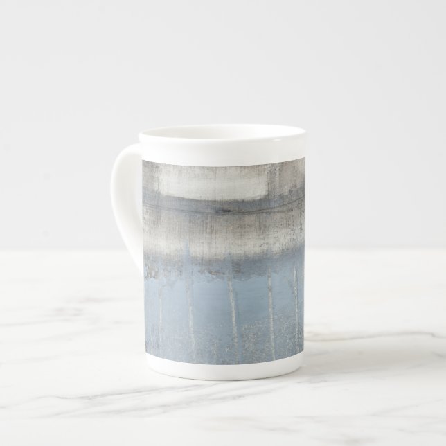 Abstract Grey & Blue Painting Bone China Mug (Front Left)