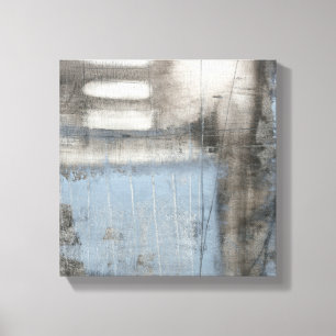Abstract Grey & Blue Painting Canvas Print