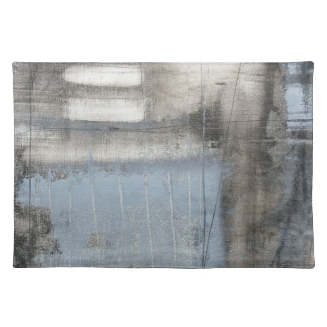Abstract Grey & Blue Painting Cloth Placemat (Front)