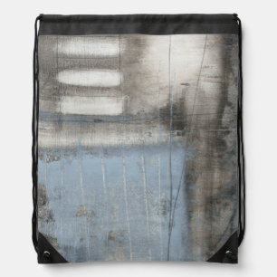 Abstract Grey & Blue Painting Drawstring Bag