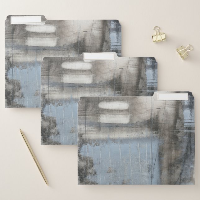 Abstract Grey & Blue Painting File Folder (Set)