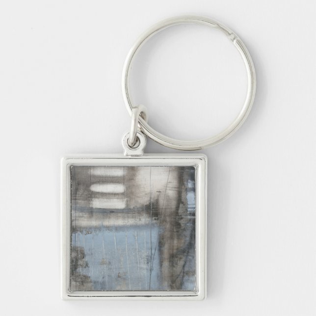 Abstract Grey & Blue Painting Keychain (Front)