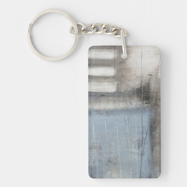 Abstract Grey & Blue Painting Keychain (Front)