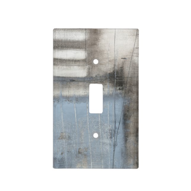 Abstract Grey & Blue Painting Light Switch Cover (Front)