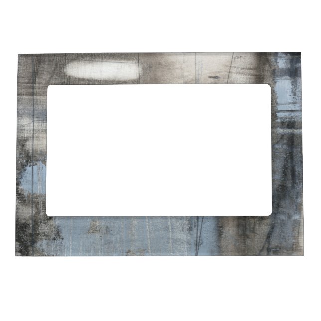 Abstract Grey & Blue Painting Magnetic Photo Frame (Front)
