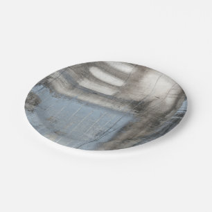Abstract Grey & Blue Painting Paper Plates